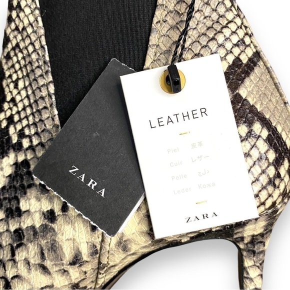 Zara Womens Leather Snakeskin Heeled Ankle Booties - Size 11 EU 42 - Picture 11 of 12